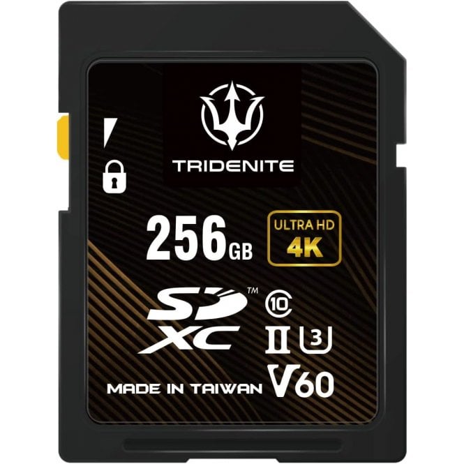 TRIDENITE SD Card 256GB V60, 245MB/s UHS-II U3 4K Ultra Full HD