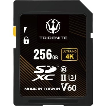 TRIDENITE SD Card 256GB V60, 245MB/s UHS-II U3 4K Ultra Full HD